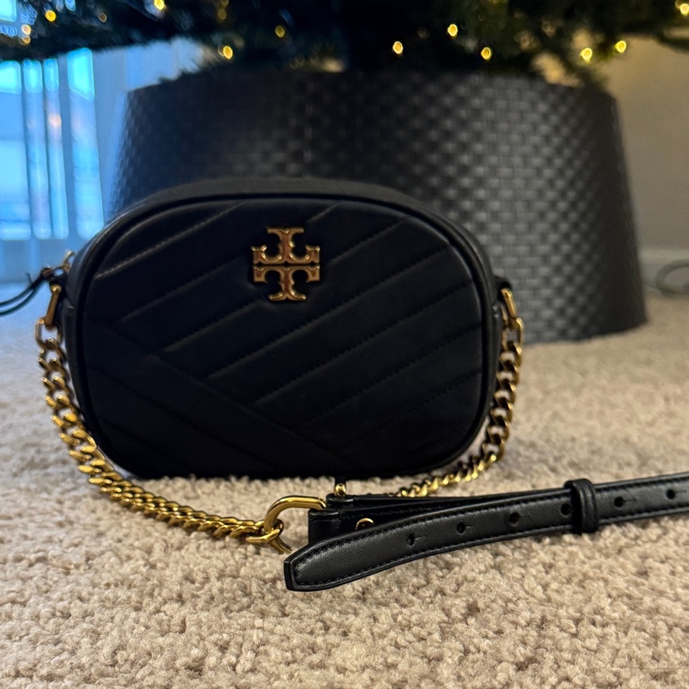 Tory Burch Black Crossbody Bag with Gold Chain